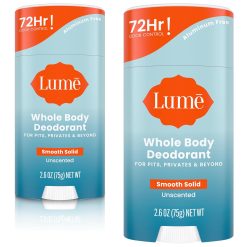Lume Whole Body Deodorant - Smooth Solid Stick - 72 Hour Odor Control - Aluminum Free.