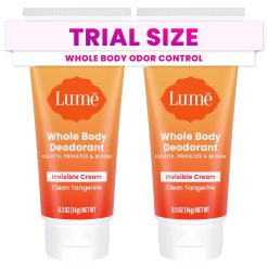 Lume Whole Body Deodorant - Mini Travel Size Invisible Cream Tube - Trial Size - 72 Hour Odor Control - Doctor Developed - Aluminum Free.
